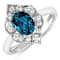 1.3ctw London Blue Topaz and Diamond 14K White Gold Halo Ring