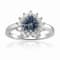 London Blue Topaz with White Topaz Accents Halo Heart Sterling Silver Ring