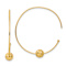 14k Yellow Gold 1 3/8" Wire Hoops Diamond-Cut Bead Earrings