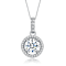 CZ Halo Pendant Necklace In White Rhodium Over Brass