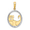 14K Two-tone Gold Diamond-Cut Dog in Oval Pendant