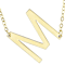 Sideways Initial M Necklace In Solid 14K Yellow Gold 18 Inch