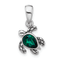 Rhodium Over Sterling Silver Antiqued Crystal May Birthstone Turtle Pendant