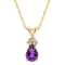 7x5mm Pear Shape Amethyst with Diamond Accents 14k Yellow Gold Pendant
With Chain