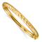14k Yellow Gold 6.2mm Textured and Diamond-Cut Twisted Laser Design
Hinged Bangle