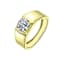 Square CZ Sleek Adjustable Band Ring In 14K Gold Over Brass