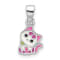 Rhodium Over Sterling Silver Multi-color Enameled Cat Children's Pendant