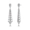 Clear Cubic Zirconia, Rhodium Over Sterling Silver Ladder Style Dangle Earrings