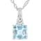 Sky Blue Topaz Asscher-Cut Pendant Necklace In Sterling Silver