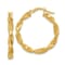 14k Yellow Gold Polished and Textured 1" Twisted Hoop Earrings