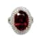 9.29 Ctw Garnet 0.82 Ctw White Diamond Ring in 14K 2-Tone