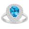 8x5mm Pear Shape Swiss Blue Topaz And White Topaz Rhodium Over Sterling
Silver Double Halo Ring