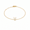 10K Yellow Gold White Diamond V Initial Bracelet for Women with
Adjustable Chain, 0.05ctw