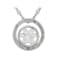 White Diamond Rhodium Over Sterling Silver Circle Paw Pendant With Chain 0.20ctw