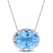 Sky Blue Topaz & Diamond 14K White Gold Pendant With Chain 24.88ctw