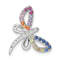 Rhodium Over Sterling Silver Multicolor Cubic Zirconia Dragonfly Chain Slide