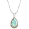 12x8mm Pear Shape Labradorite Rhodium Over Sterling Silver Pendant With Chain