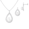 7-11mm Button White Freshwater Pearl and CZ Rhodium Over Sterling
Earring and Pendant W/Chain Set