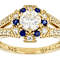 Diamond Simulant, Lab Blue Sapphire And White Zircon Ring In 18K Gold
Over Sterling Silver 1.64ctw