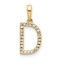 14k Yellow Gold Diamond Letter D Initial Pendant