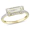1.04ctw Green Quartz And 0.25ctw Diamond 14k Yellow Gold Halo Ring