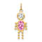 10k Yellow Gold Pink Tourmaline Simulant October Birthstone and Clear
Cubic Zirconia Boy Charm