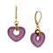 Gold Tone Glass Heart Drop Leverback Earrings
