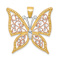 14K Two-tone Gold  Diamond-Cut Butterfly Pendant