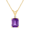 9x7mm Emerald Cut Amethyst with Diamond Accent 14k Yellow Gold Pendant
With Chain