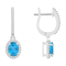 7x5mm Oval Blue Topaz 1/3 ctw Diamond Rhodium Over Sterling Silver Halo
Dangle Earrings