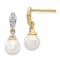14K Yellow Gold 6-7mm White Round Freshwater Cultured Pearl 0.08ct
Diamond Dangle Earrings
