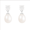 White Freshwater Pearl And White Topaz Drop Earrings In Sterling Silver