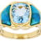 Turquoise And Sky Blue Topaz Ring In 18K Gold Over Sterling Silver 3.00ct