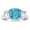 8mm Square Cushion Swiss Blue Topaz And White Topaz Rhodium Over
Sterling Silver Ring