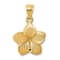 14k Yellow Gold Satin and Diamond-Cut Plumeria Floral Charm Pendant