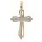 14k Yellow Gold and Rhodium Over 14k Yellow Gold Diamond Cross Pendant