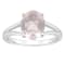 10x8mm Oval Rose Quartz Rhodium Over Sterling Silver Ring