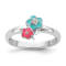 Rhodium Over Sterling Silver Blue and Pink Enameled with Cubic Zirconia
Floral Children's Ring