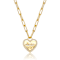 Pave CZ Heart Pendant Necklace In 14K Gold Over Brass