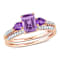 Rose de France, Amethyst Africa and Diamond 10K Rose Gold Ring 1.28ctw