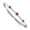 Rhodium Over 14k White Gold Diamond and Cabochon Ruby Bangle