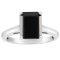 10x8mm Emerald Cut Black Onyx Rhodium Over Sterling Silver Ring