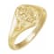 14K Yellow Gold Floral Oval Signet Ring