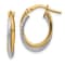 14k Yellow Gold and 14k White Gold Polished/Textured 11/16" Double
Oval Hoop Earrings