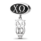Sterling Silver LogoArt Chi Omega Oval with Owl Dangle Bead