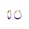 14K Yellow Gold Over Sterling Silver Painted Mini Rope Hoops in Purple