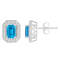 6x4mm Emerald Cut Blue Topaz 1/5 ctw Diamond Rhodium Over Sterling
Silver Halo Stud Earrings