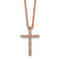 14K Rose Gold Over Sterling Silver Polished Cubic Zirconia Latin Cross Necklace