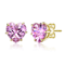 Pink CZ Heart Shape Stud Earrings In 14K Gold Over Brass