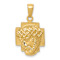 14k Yellow Gold Textured and Polished Small Jesus Head With Crown Pendant
